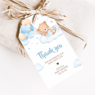 Étiquettes-cadeau Bleu Bearly Wait Nuages Baby shower Favoriser les