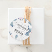 ÉTIQUETTES CADEAU BLEU BLANC BLEU FLORAL 25E TOUTE ANNÉE ANNIVERSAIR (En situation)