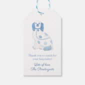 Étiquettes-cadeau Bleu & Blanc Coeur Espagnol Poterie Chien Auberge (Devant)