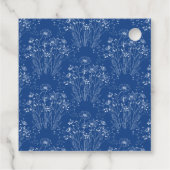 Étiquettes Cadeau Bleu Blanc moderne Mariage Fleur sauvage Merci (Dos)