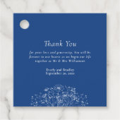Étiquettes Cadeau Bleu Blanc moderne Mariage Fleur sauvage Merci (Devant)