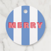 Étiquettes Cadeau Bleu Bleu Clair Noël 'Joyeux' (Devant)