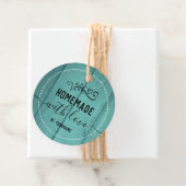 Étiquettes Cadeau Bleu Bois fantaisie Script fait maison avec amour  (En situation)