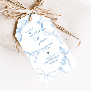 Étiquettes-cadeau Bleu Bow Sweet sixteen Anniversaire Favoriser Tags