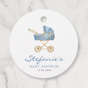 Étiquettes Cadeau Bleu Chandail en aquarelle C'est un Baby shower ga