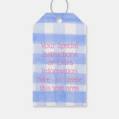 Étiquettes-cadeau Bleu Check En vichy Fleurs FABRIQUÉES AVEC AMOUR (Dos)