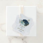 Étiquettes Cadeau bleu clair marine fleurs mariage (En situation)