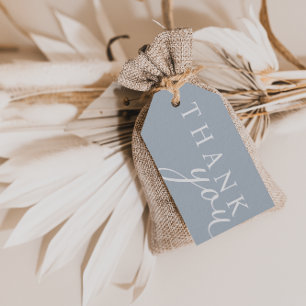 Étiquettes-cadeau Bleu clair minimaliste Merci de script Favoriser l
