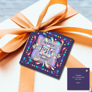 Étiquettes Cadeau Bleu coloré Fiesta