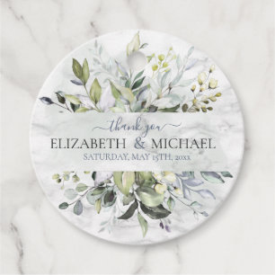 Étiquettes Cadeau Bleu Duché Eucalyptus Vert Marbre botanique