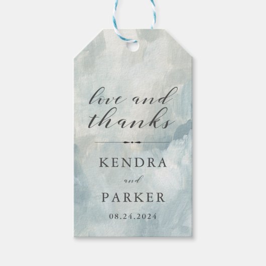 Étiquettes-cadeau Bleu Duché Moderne Abstrait Brochures Merci (Devant)