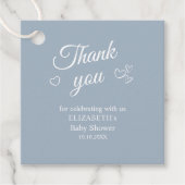 Étiquettes Cadeau Bleu Dusty Baby shower simple Merci Favoriser bali (Devant)