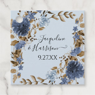 Étiquettes Cadeau Bleu Dusty Floal Fall Neutral Leaf Folid