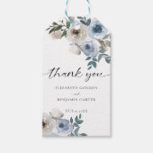 Étiquettes-cadeau Bleu Dusty Mariage Floral Élégant Script Rustique (Devant)