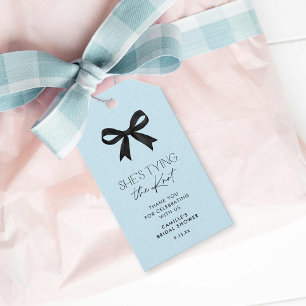 Étiquettes-cadeau Bleu Elle noue la Fête des mariées de la ceinture