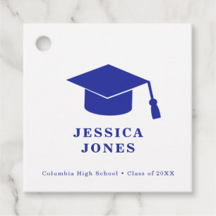 Étiquettes Cadeau Bleu et blanc Classic Graduation Cap Classe de 202