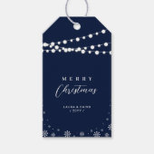 Étiquettes-cadeau Bleu et blanc | Lumières et neige Joyeux Noël (Devant)