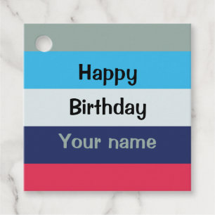 Étiquettes Cadeau Bleu Et Bourgogne Joyeux Anniversaire