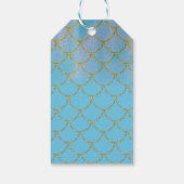 Étiquettes-cadeau Bleu et or Iridescente Shimmer Mermaid Party (Dos)