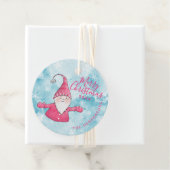 Étiquettes Cadeau Bleu et rose mignon Gnome Joyeux Noël (En situation)