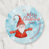 Étiquettes Cadeau Bleu et rouge mignonne Gnome Joyeux Noël (Dos)