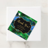 Étiquettes Cadeau Bleu et vert Peacock Agate Anniversaire Merci (En situation)