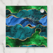 Étiquettes Cadeau Bleu et vert Peacock Agate Anniversaire Merci (Dos)