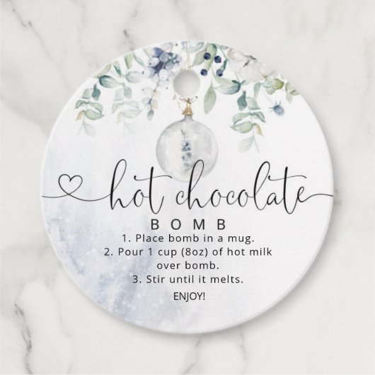 Étiquettes Cadeau Bleu eucalyptus chocolat chaud bombe (Devant)
