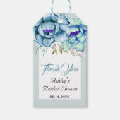 Étiquettes-cadeau Bleu, fleurs vert menthe Merci pour la fête de dou (Devant)