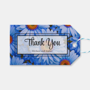 Étiquettes-cadeau Bleu floral bleu tournesol bleu marguerites motif