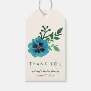 Étiquettes-cadeau Bleu Floral Fête des mariées Merci Favoriser les é