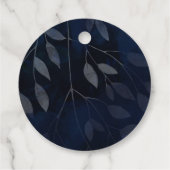 Étiquettes Cadeau Bleu foncé Botanique Feuille Moderne Chic Mariage (Dos)
