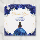 Étiquettes Cadeau Bleu foncé Princesse Quinceañera Merci (Devant)