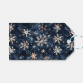 Étiquettes-cadeau Bleu foncé simple avec flocons de neige (Devant (Horizontal))