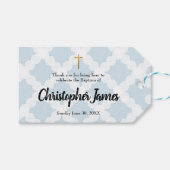 Étiquettes-cadeau Bleu garçon baptême horizontal Merci (Devant (Horizontal))