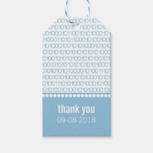 Étiquettes-cadeau Bleu Geek Chic Code binaire Bannique Balises cadea