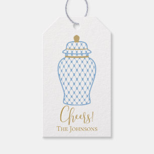 Étiquettes-cadeau Bleu Ginger Jar, Chinoiserie Custom