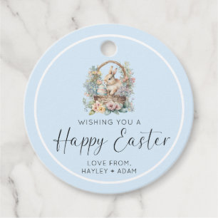 Étiquettes Cadeau Bleu Joyeux lapin de Pâques