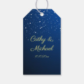 Étiquettes-cadeau Bleu mariage de neige flocon double bonheur (Dos)