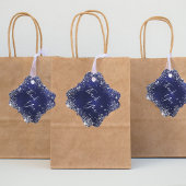 Étiquettes Cadeau Bleu marine argent merci 