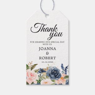 Étiquettes-cadeau Bleu marine floral botanique