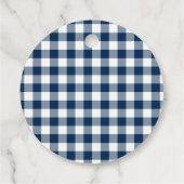 Étiquettes Cadeau Bleu marine Gingham Merci (Dos)