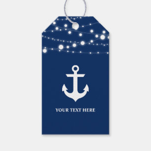 Étiquettes-cadeau Bleu marine nautique d'Ancre personnalisé