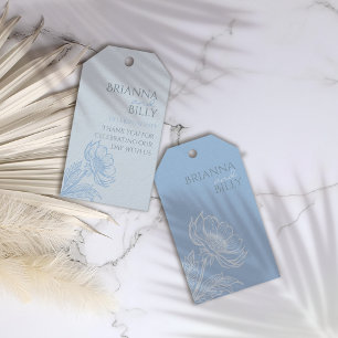 Étiquettes-cadeau Bleu minimaliste Mariage floral Faveur Tags