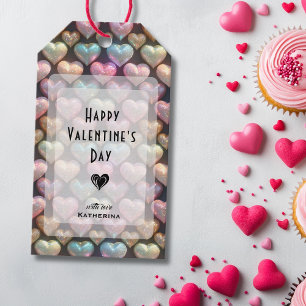 Étiquettes-cadeau Bleu Minuit Chic Cœurs Heureux Saint-Valentin