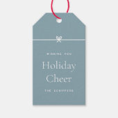 Étiquettes-cadeau Bleu | Moderne Bow Simple minimum vacances Cheer (Devant)