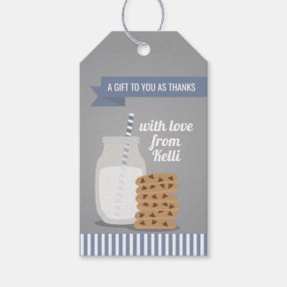 Étiquettes-cadeau Bleu moderne Lait et cookies Balises favorites