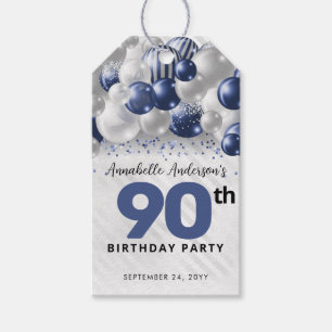 Étiquettes-cadeau Bleu Nuit Argent Ballon Paillettes Favori Annivers
