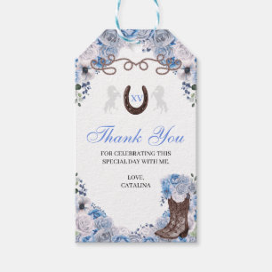 Étiquettes-cadeau Bleu Occidental Ranchero Quinceanera Tags cadeaux