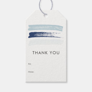 Étiquettes-cadeau Bleu Palette Brush Strots Merci moderne